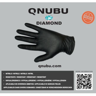 QNUBU - GUANTI PROFESSIONALI IN NITRILE NERI | DIAMANTATO TAGLIA M - 300 UN