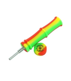 MAEX0146 - QNUBU - NECTAR COLLECTOR "BAMBOO" IN SILICONE CON PUNTA IN TITANIO | 14,6 CM